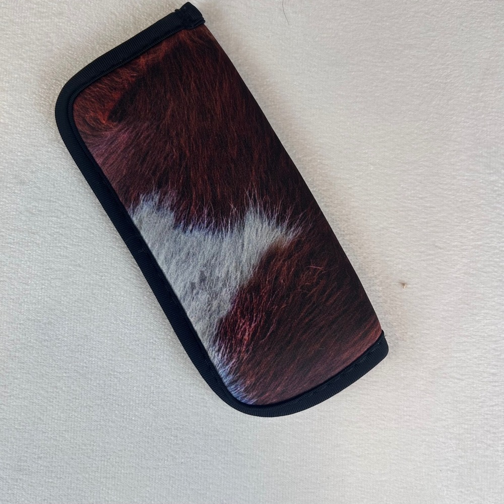 Eyeglass Case Brown White Cow Print Soft Glasses Holder Protector New Boutique - Picture 2 of 4